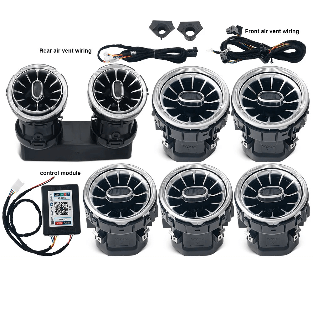 Ambient belysning til luftdyser – Mercedes A/CLA/C/E/GLC 15-25 kit med luftdyser og kontrolmodul.