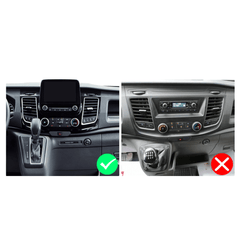Ford Transit 21-25 - 10,1" Radio m. Apple CarPlay og Android Auto sammenlignet med standard radio