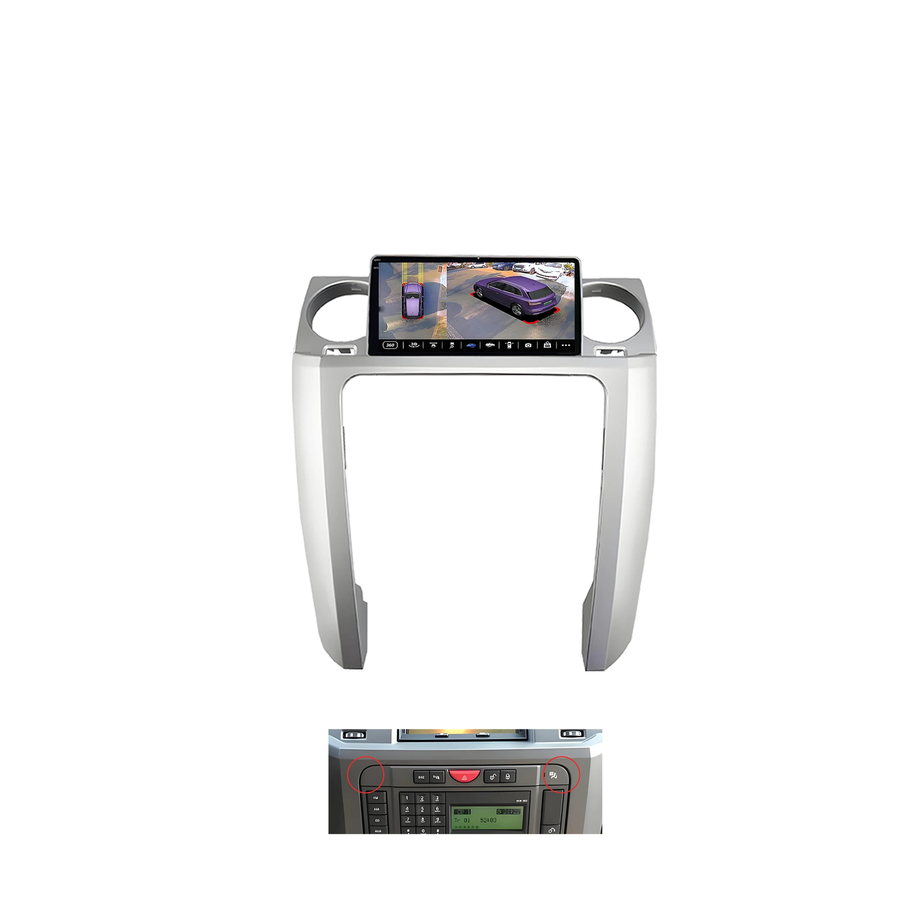 Land Rover Discovery 04-09 - 9" Radio m. Apple CarPlay og Android Auto touchskærmsradio i bilinteriør.