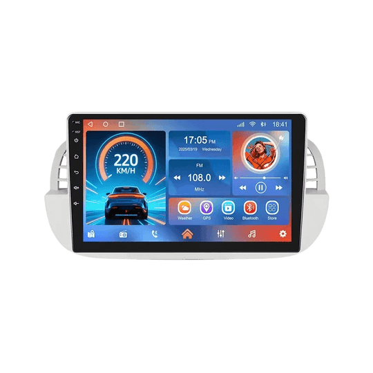 Fiat 500 07-15 - 9" Radio m. Apple CarPlay og Android Auto – bilradio med Apple CarPlay og Android Auto