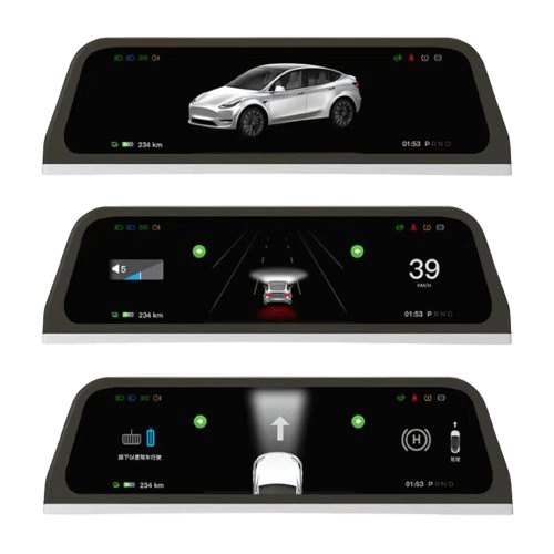 Tesla Model 3/Y - 9,6" Speedometer m. Apple Carplay og Android Auto – Bilmedie.dk